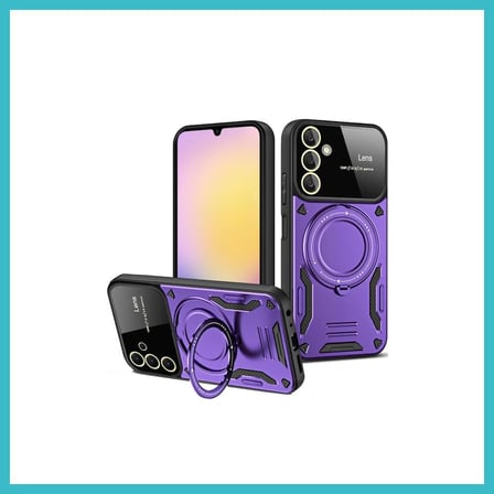 DEFNE STORE Samsung Galaxy A54 5G Uyumlu Kılıf Joy Lens Standlı Kapak - Mor DFNBEZ