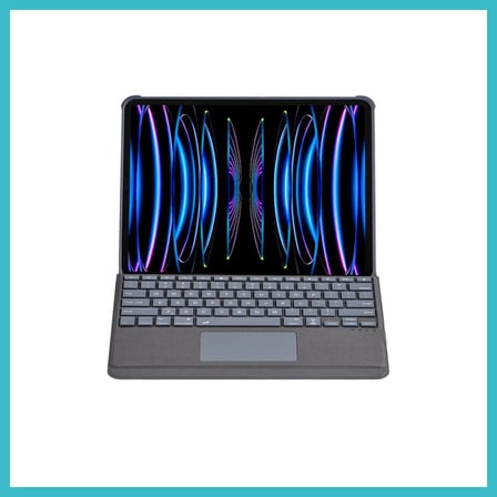 DEFNE STORE T5509D iPad Pro 12.9 (2022) Kılıf Palermo Ledli Klavyeli Standlı Tablet Kılıfı - Siyah DFNBEZ