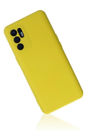 DEFNE STORE Reno 6 Uyumlu Kılıf Nano içi Kadife Silikon - Sarı1 DFNBEZ