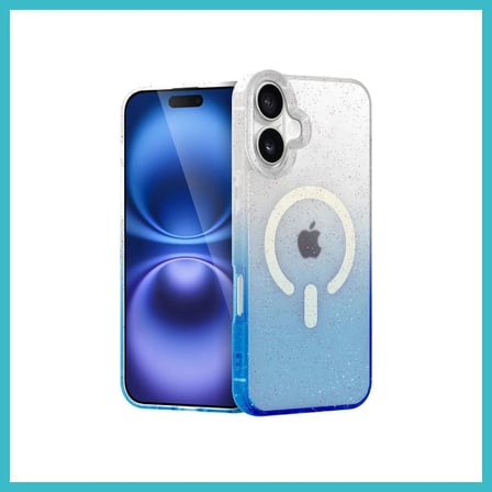 DEFNE STORE iPhone 16 Uyumlu Pummel Shiny Magsafe Kapak - Mavi DFNBEZ