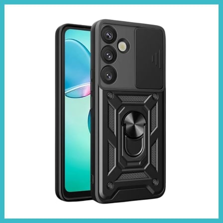DEFNE STORE Samsung Galaxy S25 Plus Uyumlu Kılıf Pars Lens Yüzüklü Silikon - Siyah DFNBEZ
