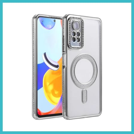 DEFNE STORE Redmi Note 12 Pro 4G Uyumlu Joke Simli Magneticsafe Kılıf - Gümüş DFNBEZ