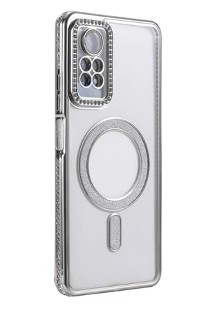 DEFNE STORE Redmi Note 12 Pro 4G Uyumlu Joke Simli Magneticsafe Kılıf - Gümüş DFNBEZ