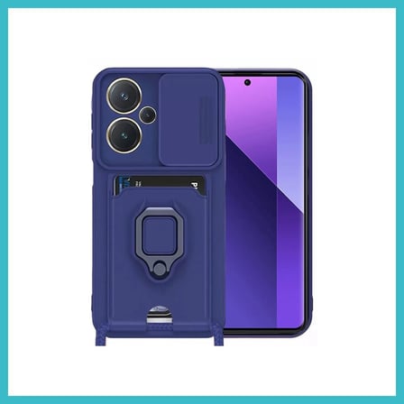 DEFNE STORE Redmi Note 13 Pro Plus Uyumlu Kılıf Zuma Kartvizitli Yüzüklü Silikon - Lacivert DFNBEZ