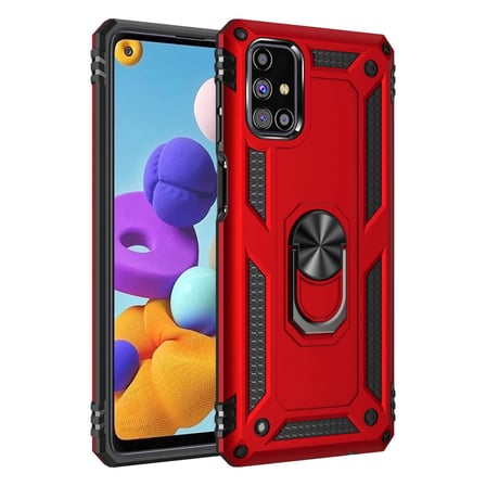 DEFNE STORE Samsung Galaxy M31S Uyumlu Kılıf Sofya Yüzüklü Silikon Kapak - Kırmızı DFNBEZ