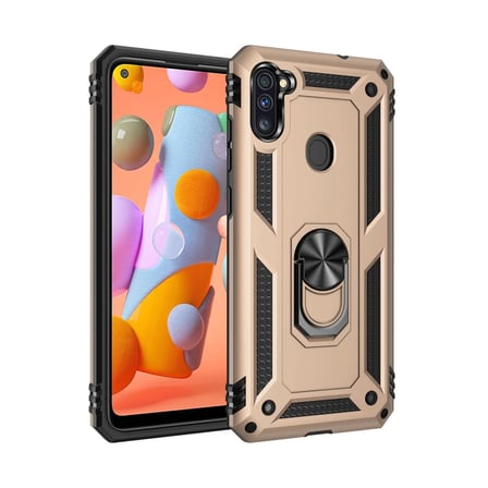 DEFNE STORE Samsung Galaxy A11 Uyumlu Kılıf Sofya Yüzüklü Silikon Kapak - Gold DFNBEZ