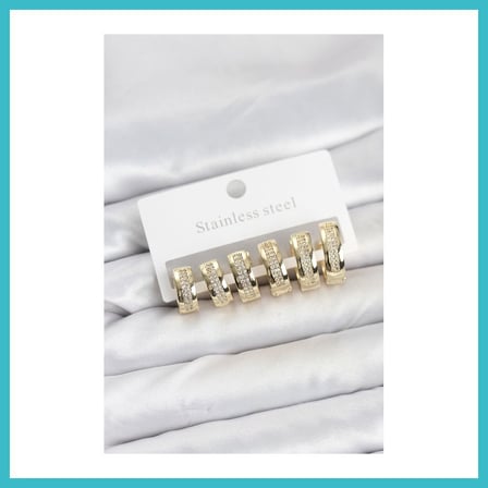 DEFNE STORE 316L Çelik Gold Renk Zirkon Taşlı Halka Küpe Seti DFNBEZ