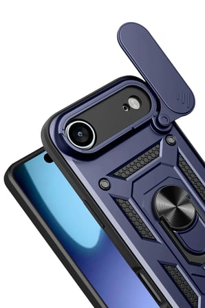 DEFNE STORE iPhone 17 Air Uyumlu Pars Lens Yüzüklü Silikon - Lacivert DFNBEZ