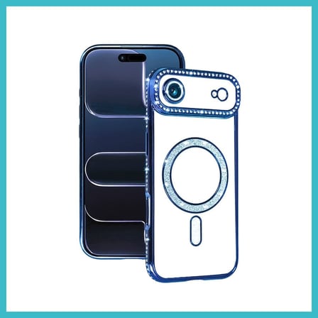 DEFNE STORE iPhone 17 Uyumlu Air Uyumlu Joke Simli Magneticsafe Kılıf - Mavi DFNBEZ