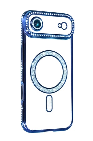 DEFNE STORE iPhone 17 Uyumlu Air Uyumlu Joke Simli Magneticsafe Kılıf - Mavi DFNBEZ