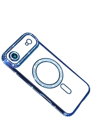 DEFNE STORE iPhone 17 Uyumlu Air Uyumlu Joke Simli Magneticsafe Kılıf - Mavi DFNBEZ