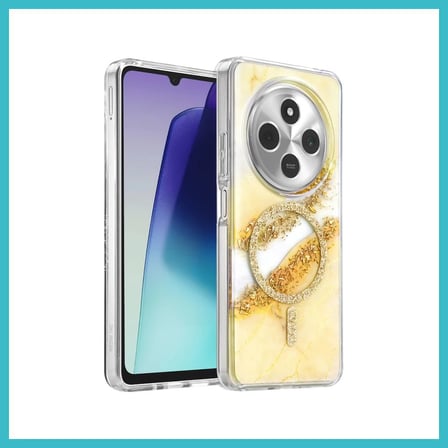 DEFNE STORE Onegif Redmi 14C Uyumlu Lotus Simli Magsafe Kapak - Gümüş DFNBEZ