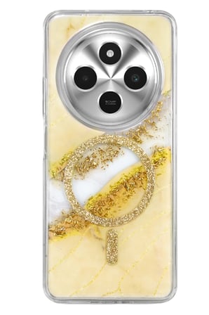 DEFNE STORE Onegif Redmi 14C Uyumlu Lotus Simli Magsafe Kapak - Gümüş DFNBEZ