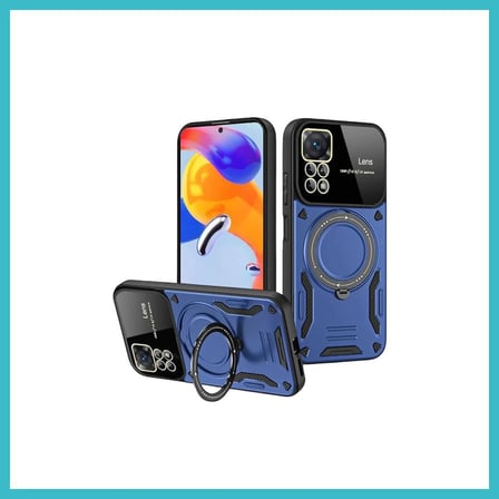 DEFNE STORE Realme 11 Pro Plus Uyumlu Joy Lens Standlı Kapak - Lacivert DFNBEZ