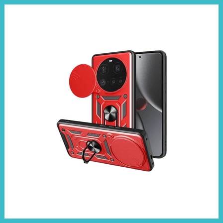 DEFNE STORE Mi 15 Ultra Uyumlu Kılıf Pars Lens Yüzüklü Silikon - Kırmızı DFNBEZ