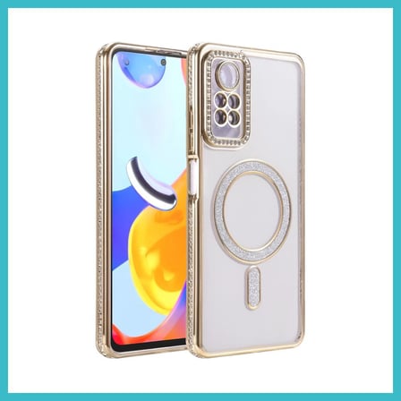 DEFNE STORE Redmi Note 12 Pro 4G Uyumlu Joke Simli Magneticsafe Kılıf - Gold DFNBEZ