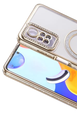 DEFNE STORE Redmi Note 12 Pro 4G Uyumlu Joke Simli Magneticsafe Kılıf - Gold DFNBEZ