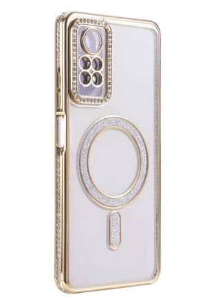 DEFNE STORE Redmi Note 12 Pro 4G Uyumlu Joke Simli Magneticsafe Kılıf - Gold DFNBEZ