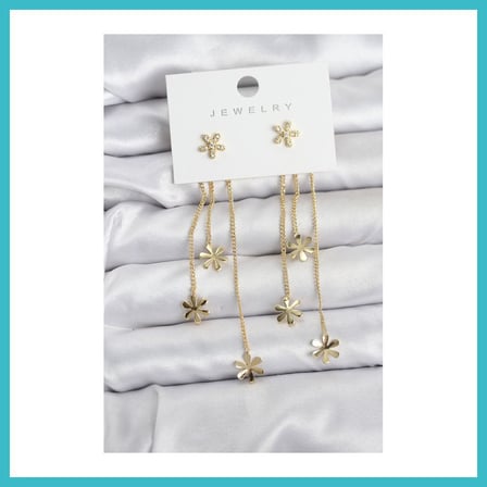 DEFNE STORE Papatya Model Gold Renk Pirinç Sallantılı Kadın Küpe DFNBEZ