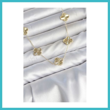 DEFNE STORE Gold Renk Yonca Model VIP Seri Kadın Kolye DFNBEZ