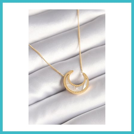 DEFNE STORE 316L Çelik Gold Renk Beyaz Sedefli Hilal Model Kadın Kolye DFNBEZ