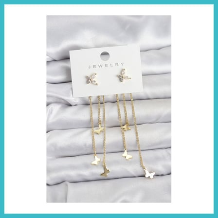 DEFNE STORE Kelebek Model Gold Renk Pirinç Sallantılı Kadın Küpe DFNBEZ
