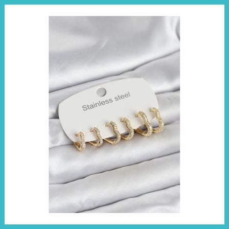 DEFNE STORE 316L Çelik Gold Renk 6'lı Set Kalp Form Kadın Küpe DFNBEZ