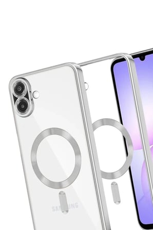 Defne Store Samsung Galaxy A07 4G Uyumlu Kross Magneticsafe Kapak - Gümüş Dfnbez