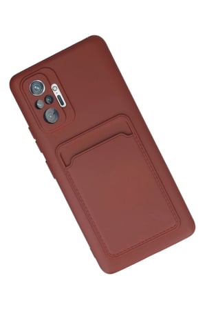 DEFNE STORE Redmi Note 10 Pro Uyumlu Kılıf Kelvin Kartvizitli Silikon - Bordo DFNBEZ