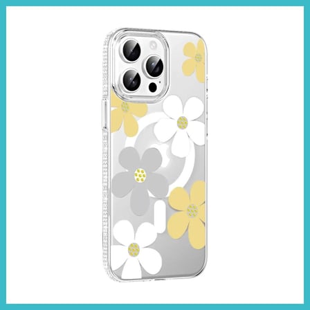 DEFNE STORE Joko iPhone 15 Pro Max Uyumlu Floral Magsafe Kapak - Sarı DFNBEZ