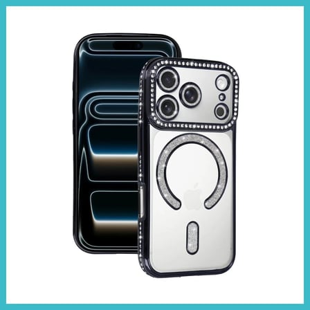 DEFNE STORE iPhone 17 Pro Max Uyumlu Joke Simli Magneticsafe Kılıf - Siyah DFNBEZ