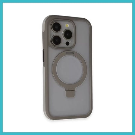 DEFNE STORE Joko iPhone 15 Pro Max Uyumlu Zorda Airbag Magsafe Standlı Kapak - Titan Gri DFNBEZ