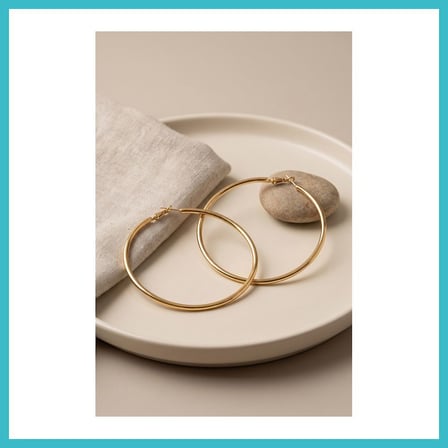 DEFNE STORE 316L Çelik Gold Renk 66 mm Halka Küpe DFNBEZ