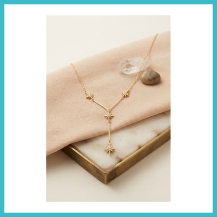 DEFNE STORE Pirinç Gold Renk Zirkon Taşlı Kutup Yıldızı Model Kadın Kolye DFNBEZ