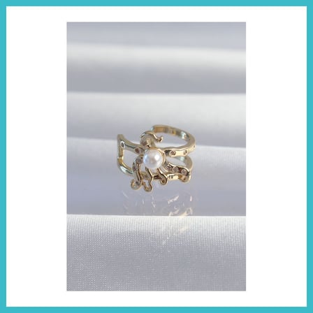 DEFNE STORE Pirinç Gold Renk İncili Ahtapot Earcuff Küpe DFNBEZ