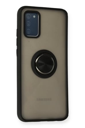 DEFNE STORE Samsung Galaxy A02S Uyumlu Kılıf Montreal Yüzüklü Silikon Kapak - Siyah DFNBEZ