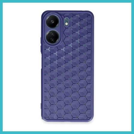 DEFNE STORE Redmi 13C Uyumlu Kılıf Petek Silikon Kapak - Lacivert DFNBEZ