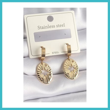 DEFNE STORE 316L Çelik Gold Renk Kutup Yıldız İşleme Kadın Küpe DFNBEZ