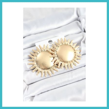DEFNE STORE Pirinç Güneş Model Gold Renk Kadın Küpe DFNBEZ