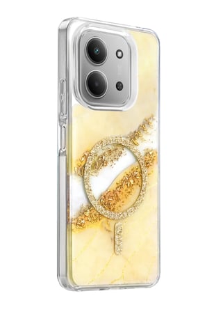 DEFNE STORE Onegif Redmi 15C 4G Uyumlu Lotus Simli Magsafe Kapak - Gümüş DFNBEZ