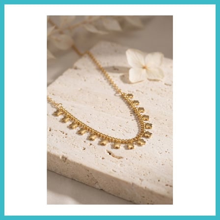 DEFNE STORE Gold Pirinç Yonca Model Kadın Kolye DFNBEZ