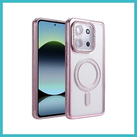 DEFNE STORE Redmi 15C 4G Uyumlu Joke Simli Magneticsafe Kılıf - Pembe DFNBEZ