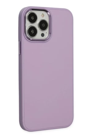 DEFNE STORE iPhone 13 Pro Uyumlu Kılıf Asya Deri Silikon - Lila DFNBEZ