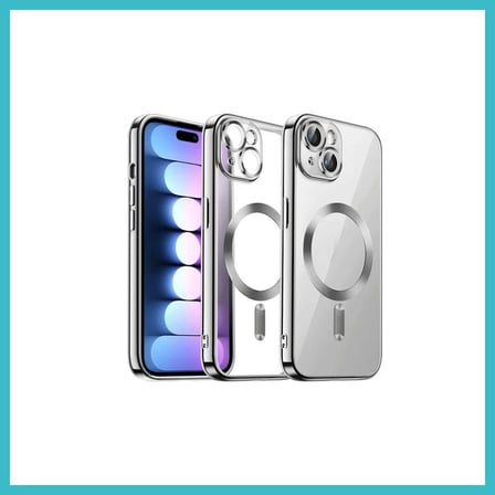 DEFNE STORE iPhone 13 Uyumlu Kılıf Kross Magneticsafe Kapak - Gümüş DFNBEZ
