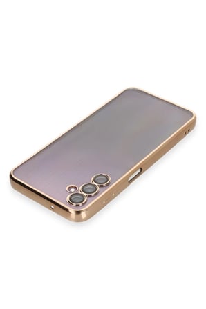 DEFNE STORE Samsung Galaxy A14 4G Uyumlu Kılıf Lensli Silikon - Gold DFNBEZ