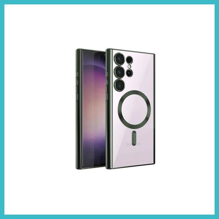 Defne Store Samsung Galaxy S24 Ultra Uyumlu Kılıf Kross Magnetice Kapak - Koyu Yeşil Dfnbez