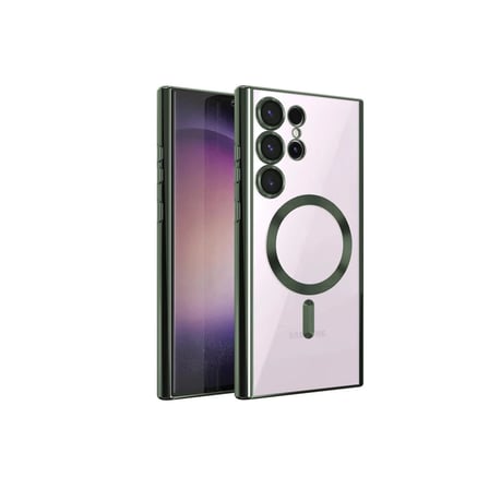 Defne Store Samsung Galaxy S24 Ultra Uyumlu Kılıf Kross Magnetice Kapak - Koyu Yeşil Dfnbez