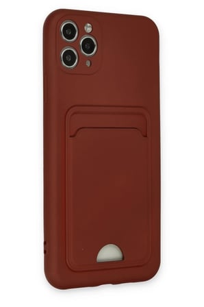 DEFNE STORE iPhone 11 Pro Max Uyumlu Kılıf Kelvin Kartvizitli Silikon - Bordo DFNBEZ