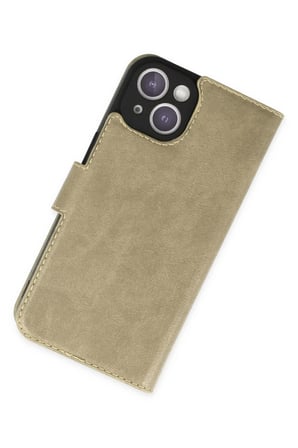 DEFNE STORE iPhone 14 Plus Uyumlu Kılıf Trend S Plus Kapaklı Kılıf - Gold DFNBEZ