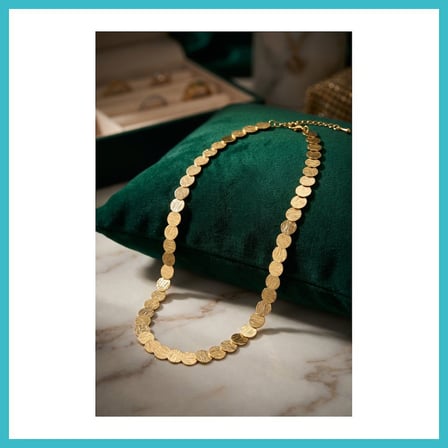 DEFNE STORE Plaka Model Gold Renk Pirinç Kadın Kolye DFNBEZ